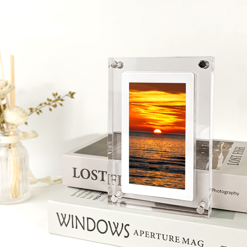 Acrylic Digital Photo Frame | Clear Modern Display Stand